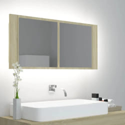 vidaXL Armoire à miroir LED - Chêne sonoma