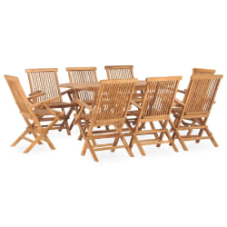 vidaXL Ensemble à manger d'extérieur pliable 9 pcs Bois solide de teck