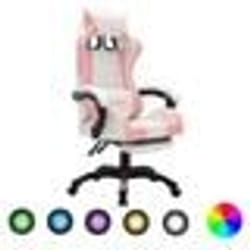 vidaXL Fauteuil de jeux vidéo avec LED RVB Rose et blanc Similicuir - TU