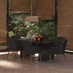 vidaXL Ensemble à manger de jardin 7 pcs Résine tressée Noir - TU