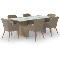 Vidaxl - Ensemble à manger de jardin 7 pcs Résine tressée Marron