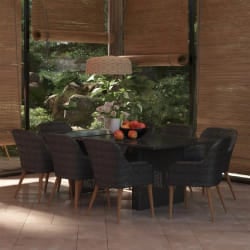vidaXL Ensemble à manger de jardin 9 pcs Résine tressée Noir - TU