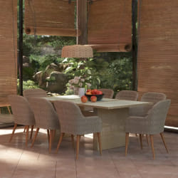 vidaXL Ensemble à manger de jardin 9 pcs Résine tressée Marron - TU