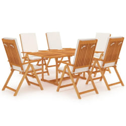 vidaXL Ensemble à manger de jardin 7 pcs coussins Bois de teck massif - TU