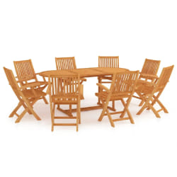 vidaXL Ensemble à manger de jardin 9 pcs Bois de teck massif - TU