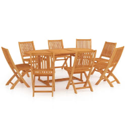 vidaXL Ensemble à manger de jardin 9 pcs Bois de teck massif - TU