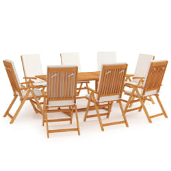 vidaXL Ensemble à manger de jardin 9 pcs coussins Bois de teck massif - TU
