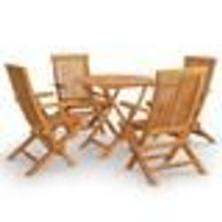 vidaXL Salon de jardin 5 pcs Bois de teck massif - TU