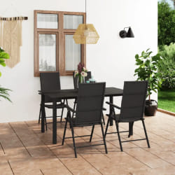 vidaXL Ensemble à manger de jardin 5 pcs noir - TU