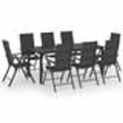 vidaXL Ensemble à manger de jardin 9 pcs noir - TU