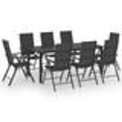 vidaXL Ensemble à manger de jardin 9 pcs noir - TU