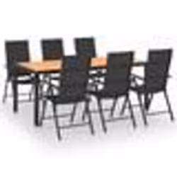 vidaXL Ensemble à manger de jardin 7 pcs noir et marron - TU