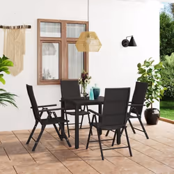 vidaXL Ensemble à manger de jardin 5 pcs noir