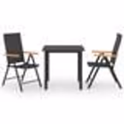 vidaXL Ensemble à manger de jardin 3 pcs noir et marron - TU