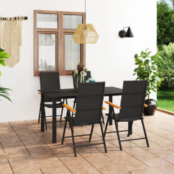 vidaXL Ensemble à manger de jardin 5 pcs noir et marron - TU