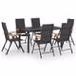 vidaXL Ensemble à manger de jardin 7 pcs noir et marron - TU
