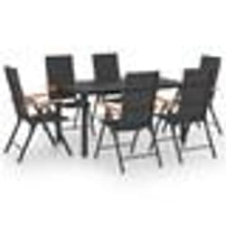 vidaXL Ensemble à manger de jardin 7 pcs noir et marron - TU