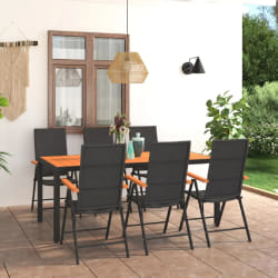 vidaXL Ensemble à manger de jardin 7 pcs noir et marron - TU