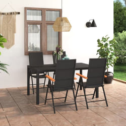 Vidaxl - Ensemble à manger de jardin 5 pcs noir et marron