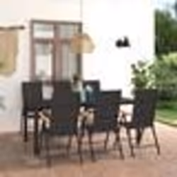 vidaXL Ensemble à manger de jardin 7 pcs noir et marron