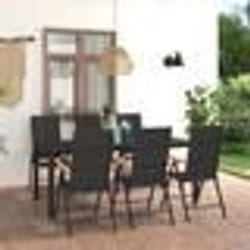 vidaXL Ensemble à manger de jardin 7 pcs noir et marron