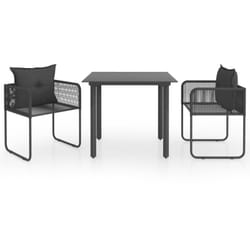 Ensemble à manger de jardin 3 pcs PVC résine tressée noir vidaXL