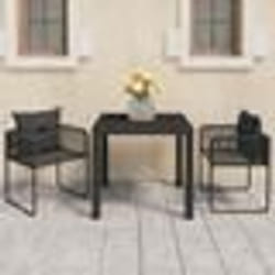 vidaXL Ensemble à manger de jardin 3 pcs PVC résine tressée noir