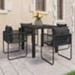 vidaXL Ensemble à manger de jardin 5 pcs PVC résine tressée noir