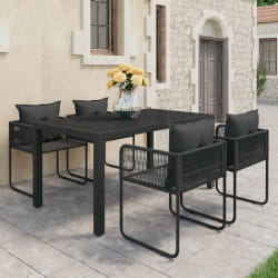 vidaXL Ensemble à manger de jardin 5 pcs PVC résine tressée noir