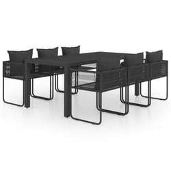 vidaXL Ensemble à manger de jardin 7 pcs PVC résine tressée noir