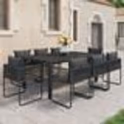 vidaXL Ensemble à manger de jardin 9 pcs PVC résine tressée noir