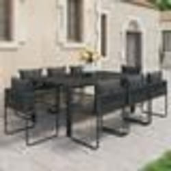 vidaXL Ensemble à manger de jardin 9 pcs PVC résine tressée noir
