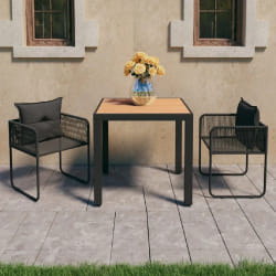 vidaXL Ensemble à manger de jardin 3pcs PVC résine tressée noir marron - TU