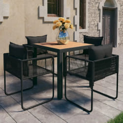 vidaXL Ensemble à manger de jardin 5pcs PVC résine tressée noir marron - TU