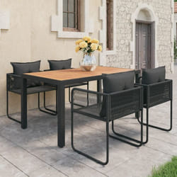 Ensemble à manger de jardin 5pcs pvc résine tressée noir marron Vidaxl
