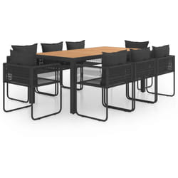 Ensemble à manger de jardin 9pcs pvc résine tressée noir marron Vidaxl