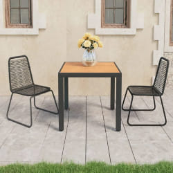vidaXL Ensemble à manger de jardin 3pcs PVC résine tressée noir marron - TU