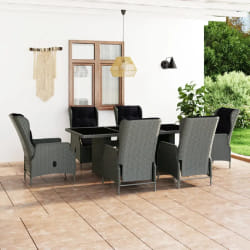vidaXL Ensemble à manger d'extérieur et coussins 7 pcs résine tressée - TU