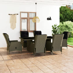 vidaXL Ensemble à manger d'extérieur et coussins 7 pcs résine tressée - TU