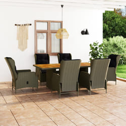 vidaXL Ensemble à manger d'extérieur et coussins 7 pcs résine tressée - TU