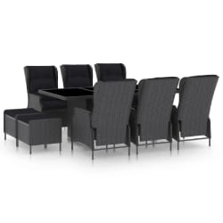 vidaXL Ensemble à manger d'extérieur 9 pcs et coussins résine tressée - TU