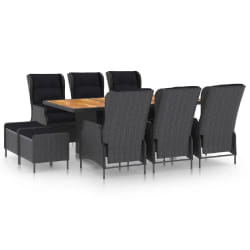 vidaXL Ensemble à manger d'extérieur 9 pcs et coussins résine tressée - TU
