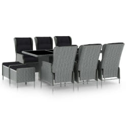 vidaXL Ensemble à manger d'extérieur et coussins 9 pcs résine tressée - TU