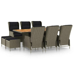 vidaXL Ensemble à manger d'extérieur et coussins 9 pcs résine tressée - TU