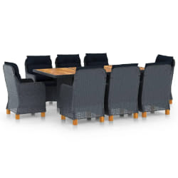 vidaXL Ensemble à manger d'extérieur 9 pcs et coussins résine tressée - TU