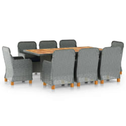 vidaXL Ensemble à manger d'extérieur et coussins 9 pcs résine tressée - TU