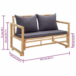 VidaXL 315597 banc de jardin Bambou, Polyester - Vue supplémentaire 8