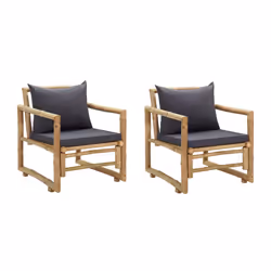 VidaXL 315599, Terrace, Siège rembourré, Bambou, Polyester, Gris, 605 mm, 650 mm