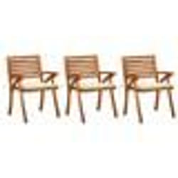 vidaXL Chaises à manger de jardin avec coussins lot de 3 Acacia massif - TU