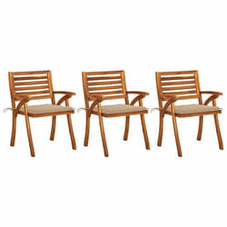 vidaXL Chaises à manger de jardin avec coussins lot de 3 Acacia massif - TU